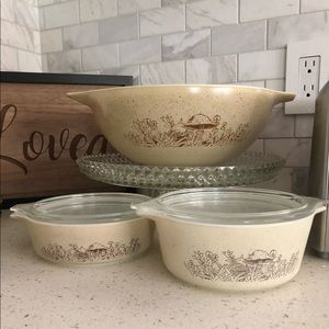 Vintage Pyrex mushroom forest fancies